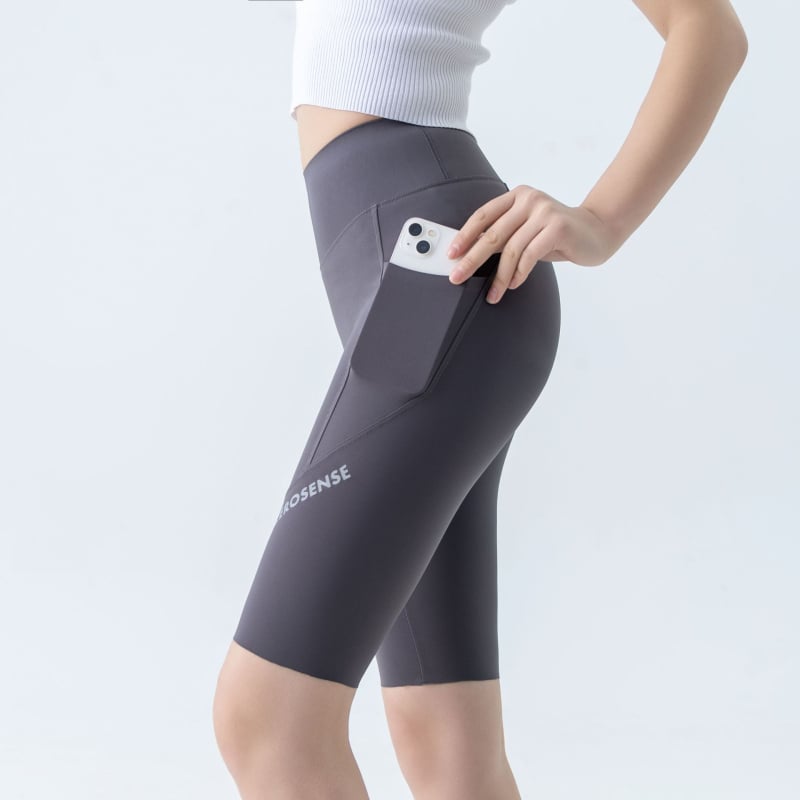 Ženske capri legging s džepovima, visokim pojasom, lagana ljetna tkanina, za yogu i sport