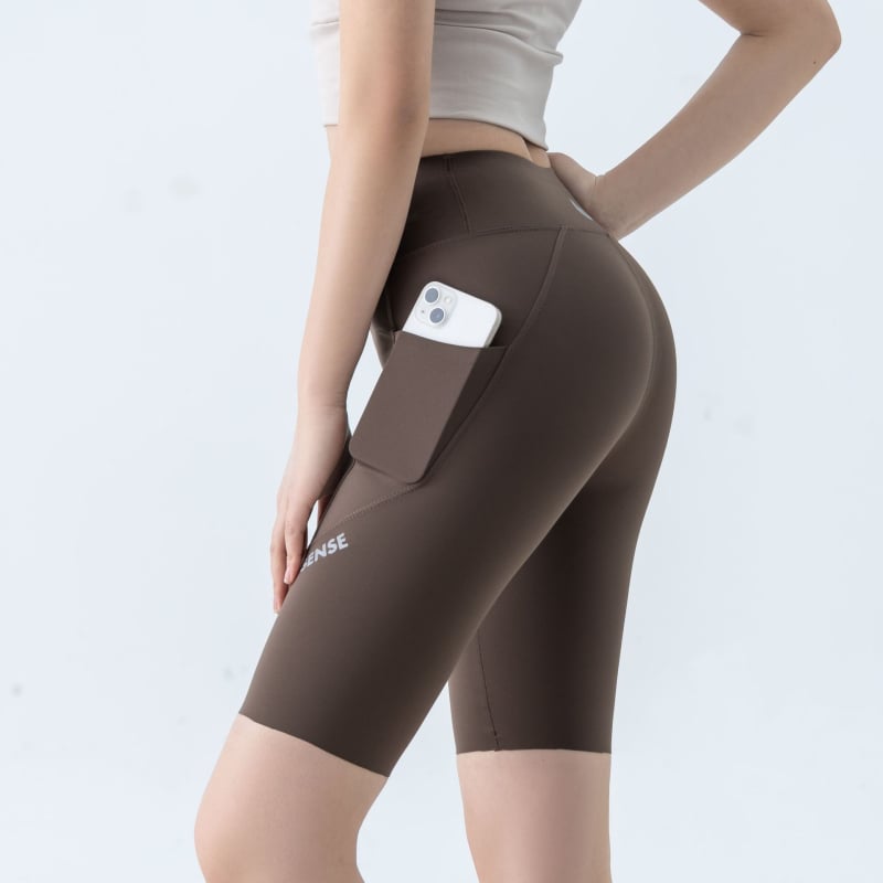 Ženske capri legging s džepovima, visokim pojasom, lagana ljetna tkanina, za yogu i sport