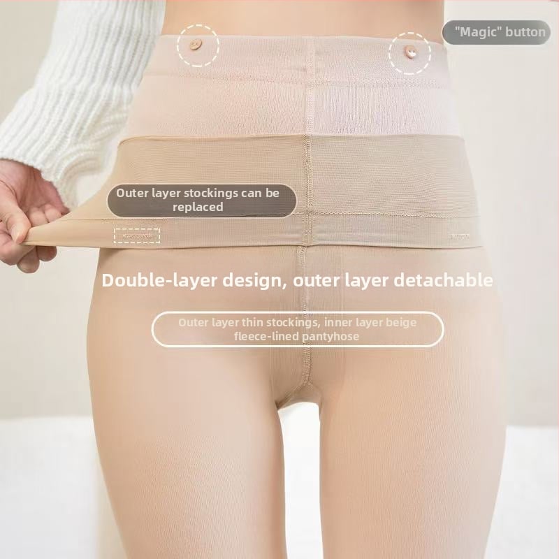Colanți din catifea, o singură piesă, căptușeală fleece, dublu strat, calzi, Nylon/Spandex, toamnă-iarnă 2025