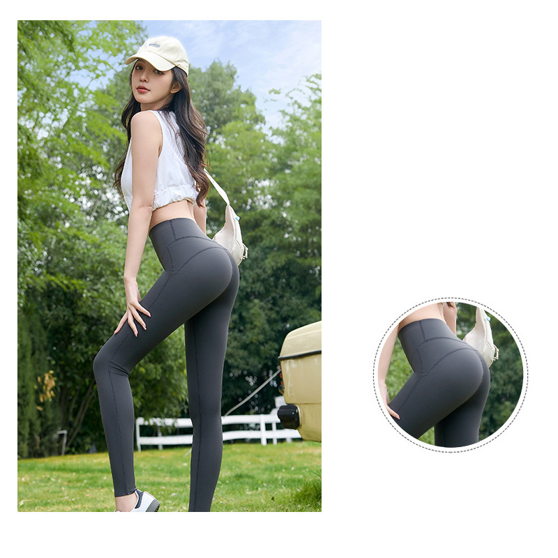 Pantaloni yoga cu căptușeală din fleece, talie înaltă, fără cusături, mulabili, lungime cropped, Sharkskin țesătură