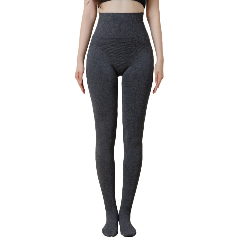 Žene sive visoke pojas leggins s uzorkom riblje kosti, jesensko-zimska, oblikujuće kompresijske legice