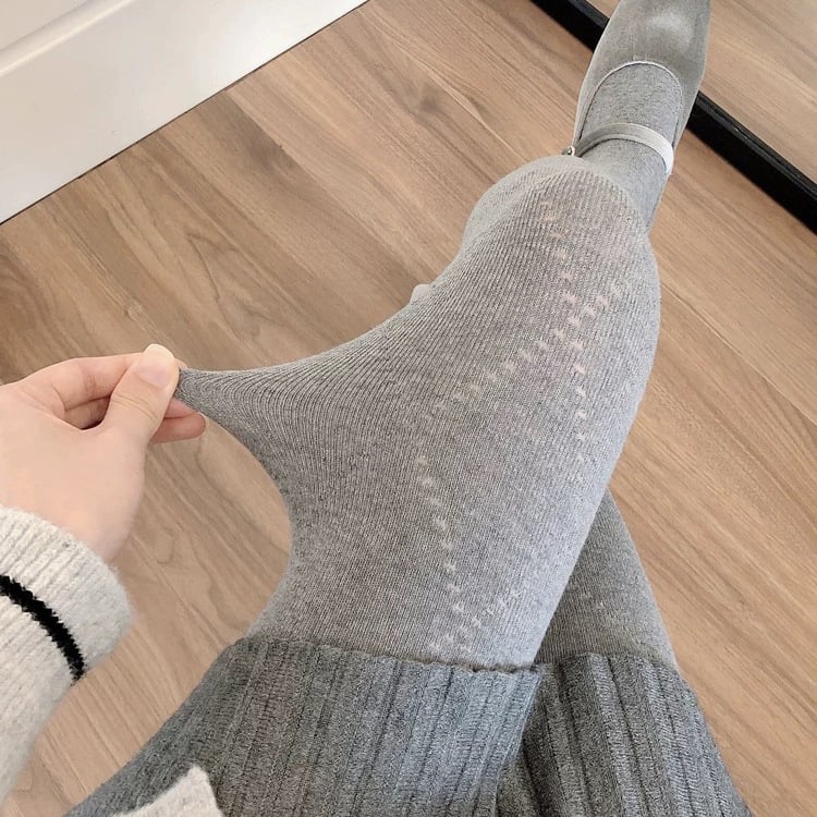 Rácsos mintás pamutkeverék harisnyanadrág lábfejjel, középméretű vastagság, rugalmas, karcsúsító hatás