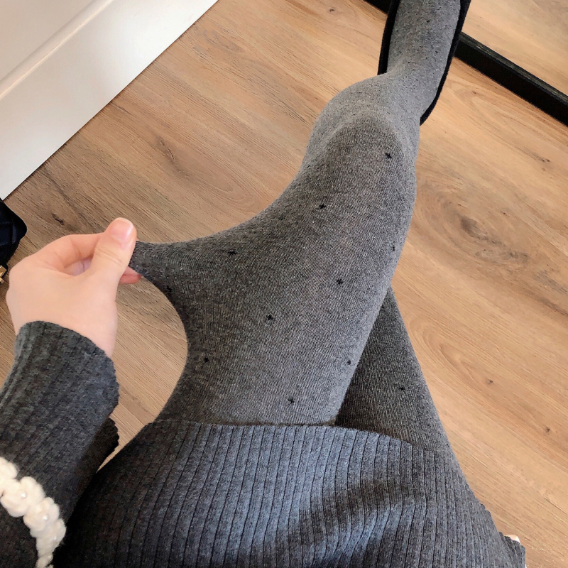 Rácsos mintás pamutkeverék harisnyanadrág lábfejjel, középméretű vastagság, rugalmas, karcsúsító hatás