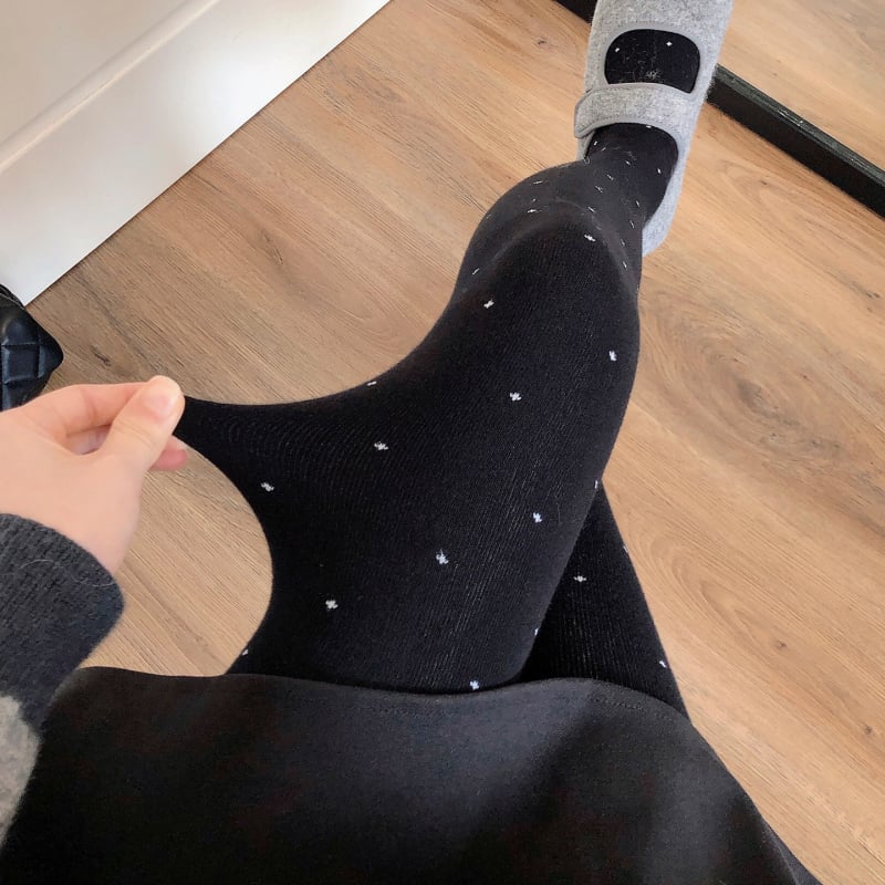 Rácsos mintás pamutkeverék harisnyanadrág lábfejjel, középméretű vastagság, rugalmas, karcsúsító hatás