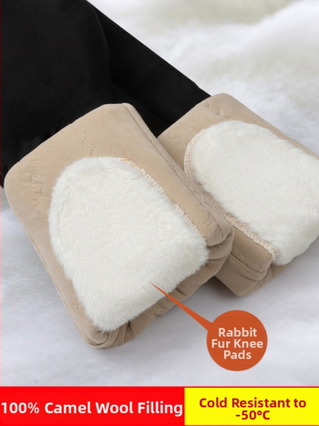 Pantaloni termici pentru femei, căptușiți cu lână de cămilă, groși, talie înaltă, croială mulată