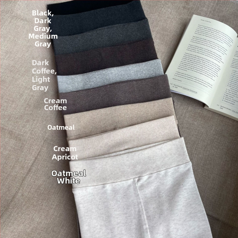 Debeli pamučni legging s visokim pojasom, ribasta tekstura i fleece podstava, vertikalne pruge, za jesen i zimu