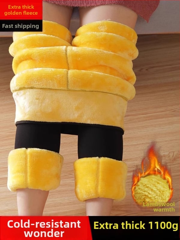 Pantaloni de iarnă pentru femei, într-o singură bucata, fără cusături, ultra-groși, calzi, din amestec nylon-bumbac, cu elasticitate înaltă