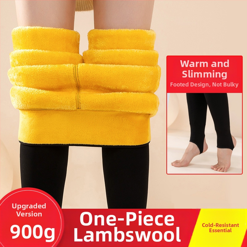 Pantaloni de iarnă pentru femei, într-o singură bucata, fără cusături, ultra-groși, calzi, din amestec nylon-bumbac, cu elasticitate înaltă