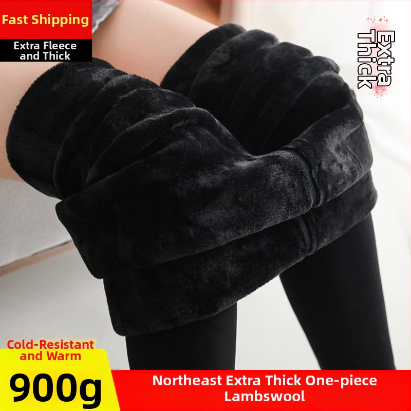 Pantaloni de iarnă pentru femei, într-o singură bucata, fără cusături, ultra-groși, calzi, din amestec nylon-bumbac, cu elasticitate înaltă