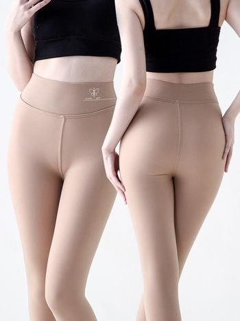 Colanți cu căptușeală de fleece, din amestec nylon-polyester, talie înaltă, ridicare a feselor, control al abdomenului