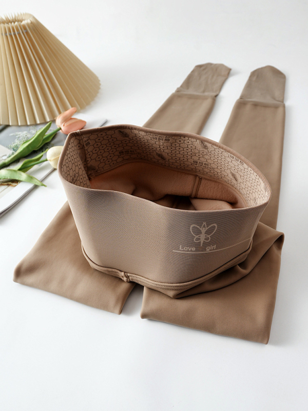 Colanți cu căptușeală de fleece, din amestec nylon-polyester, talie înaltă, ridicare a feselor, control al abdomenului