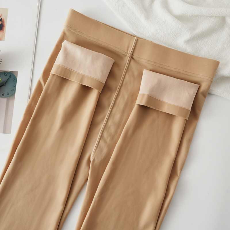 Colanți cu căptușeală de fleece, din amestec nylon-polyester, talie înaltă, ridicare a feselor, control al abdomenului