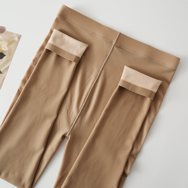 Colanți cu căptușeală de fleece, din amestec nylon-polyester, talie înaltă, ridicare a feselor, control al abdomenului