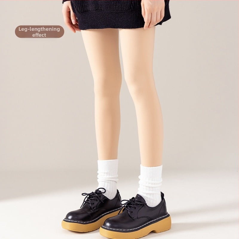 Colanți călduroși cu picioare, din poliester-elastan, 70–80% poliester, grosime mare, elasticitate înaltă, model plasă/text, păstrează căldura