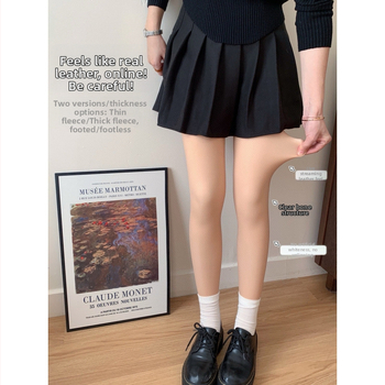 Bare-Leg efekts zeķes ar flīsa iekšpusi - akrila šķiedra, augsta elastība, 2025. ziemā