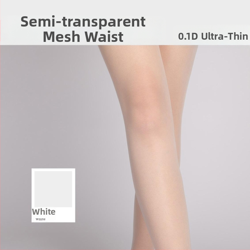 Bezšuvju pantyhose ar tīkla vidukli, 0.1D ultra-plānas, zīdaini gluds, mikroelastīgs, Chenille-Spandex maisījums, 3D raksts