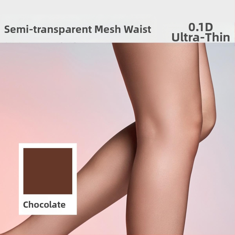 Bezšuvju pantyhose ar tīkla vidukli, 0.1D ultra-plānas, zīdaini gluds, mikroelastīgs, Chenille-Spandex maisījums, 3D raksts