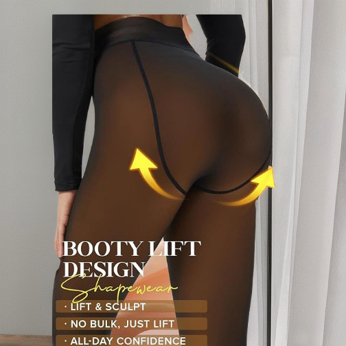 Plus veličine, visokim strukom, zimska fleec podstava, debele tajice-leggings s lažnim prozirnim izgledom