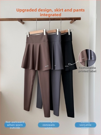 Sieviešu viengabala bikses ar svārku, viltots divdaļīgs dizains, fleece oderējums, neilons-elastāna maisījums, augsta elastība, bieza, ziemas 2025