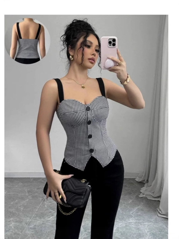 Haljina bez rukava s V izrezom, midi duljine, street hipster stil, poliester 95%+