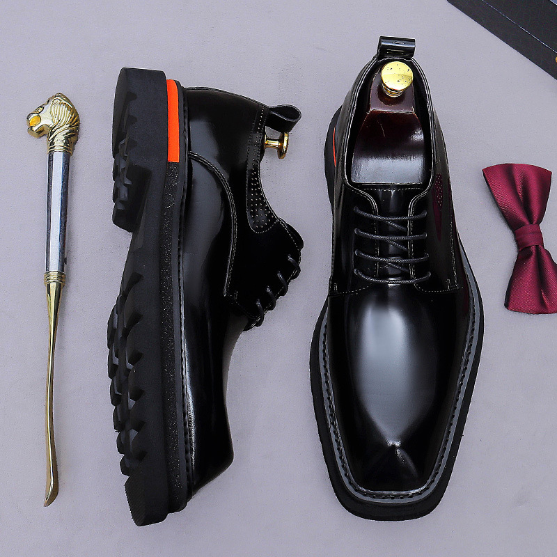 Vyriški Derby bateliai, viršus iš pirmojo sluoksnio karvės odos, deimantinė nosis, 3-5 cm pakeltas kulnas, gumos putų padas, kvėpuojantys