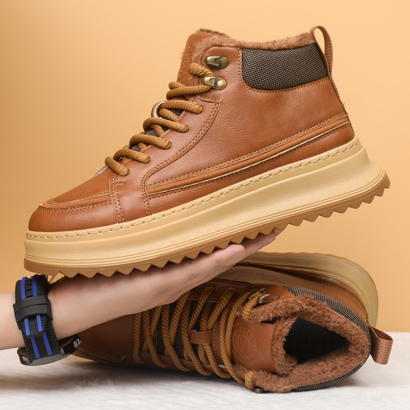 Vyriski aukšto profilio PU odos bateliai (atsparūs vandeniui, išlaiko šilumą, storesnė padas)