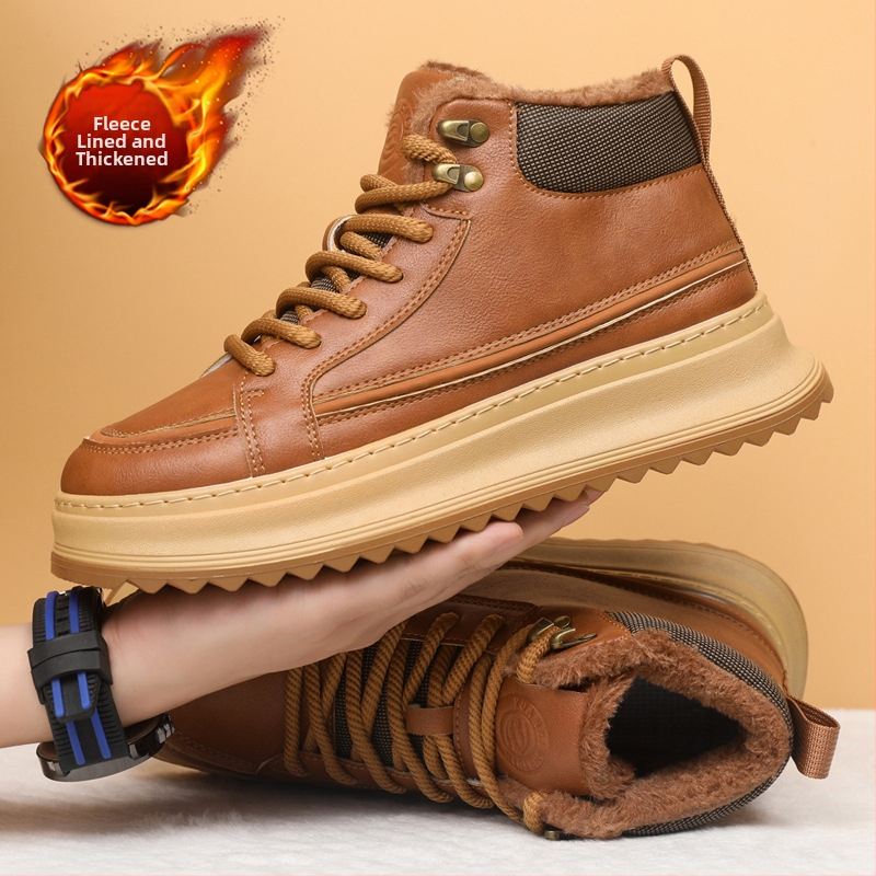 Vyriski aukšto profilio PU odos bateliai (atsparūs vandeniui, išlaiko šilumą, storesnė padas)