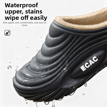 Vyrinės vandeniui atsparios medvilninės šlepetės - vidaus naudojimui, neslystančios, bekvapės, šilta velveto įdaila, EVA padas