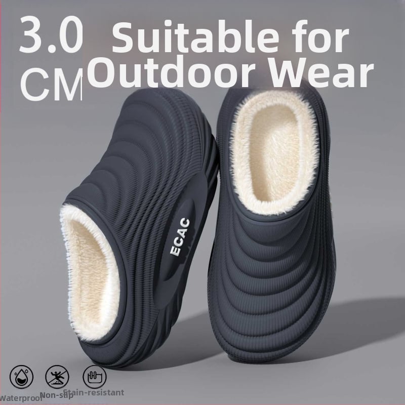 Vyrinės vandeniui atsparios medvilninės šlepetės - vidaus naudojimui, neslystančios, bekvapės, šilta velveto įdaila, EVA padas