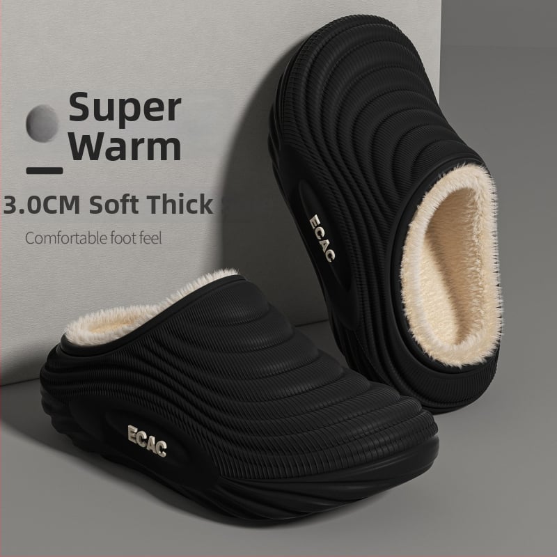 Vyrinės vandeniui atsparios medvilninės šlepetės - vidaus naudojimui, neslystančios, bekvapės, šilta velveto įdaila, EVA padas