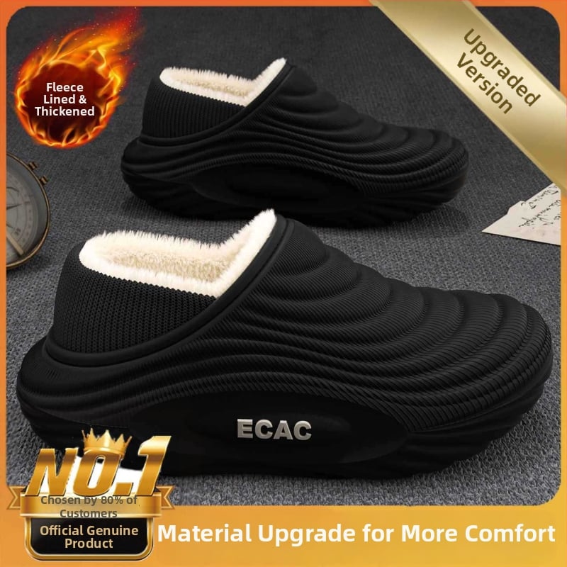 Vyrinės vandeniui atsparios medvilninės šlepetės - vidaus naudojimui, neslystančios, bekvapės, šilta velveto įdaila, EVA padas