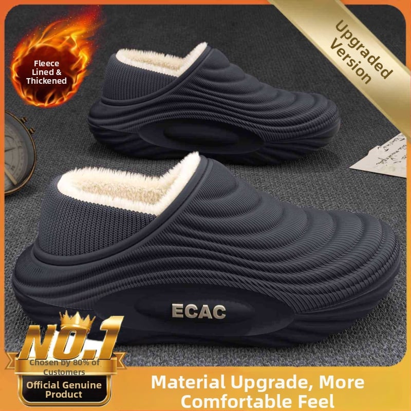 Vyrinės vandeniui atsparios medvilninės šlepetės - vidaus naudojimui, neslystančios, bekvapės, šilta velveto įdaila, EVA padas