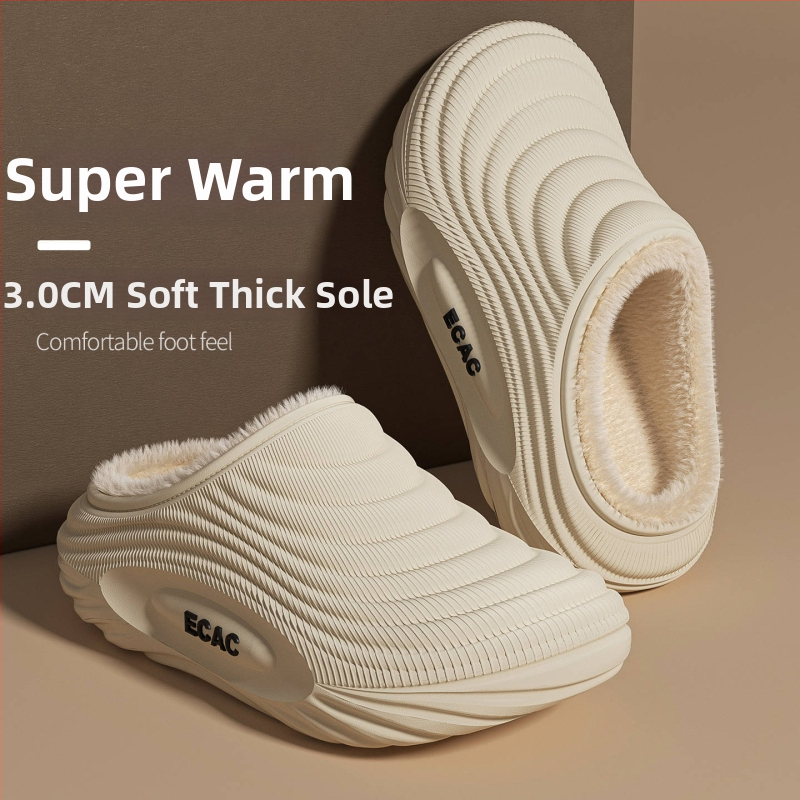 Vyrinės vandeniui atsparios medvilninės šlepetės - vidaus naudojimui, neslystančios, bekvapės, šilta velveto įdaila, EVA padas