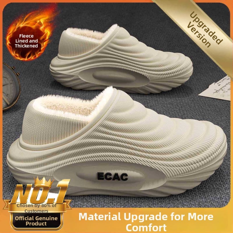 Vyrinės vandeniui atsparios medvilninės šlepetės - vidaus naudojimui, neslystančios, bekvapės, šilta velveto įdaila, EVA padas