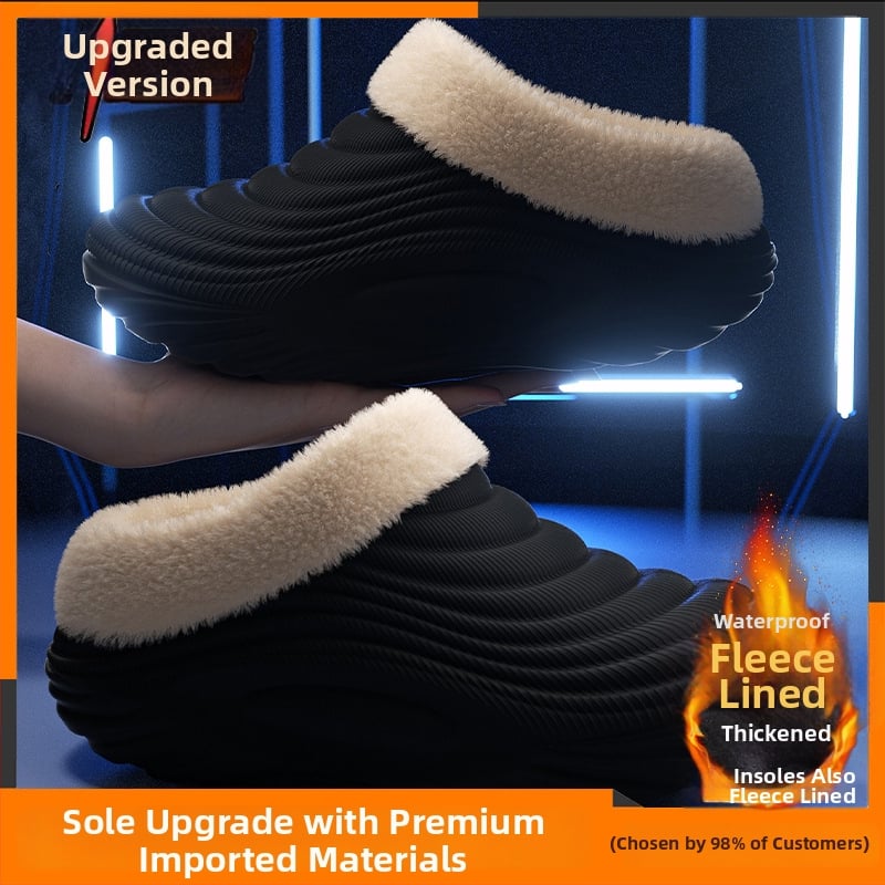 Vyrinės vandeniui atsparios medvilninės šlepetės - vidaus naudojimui, neslystančios, bekvapės, šilta velveto įdaila, EVA padas