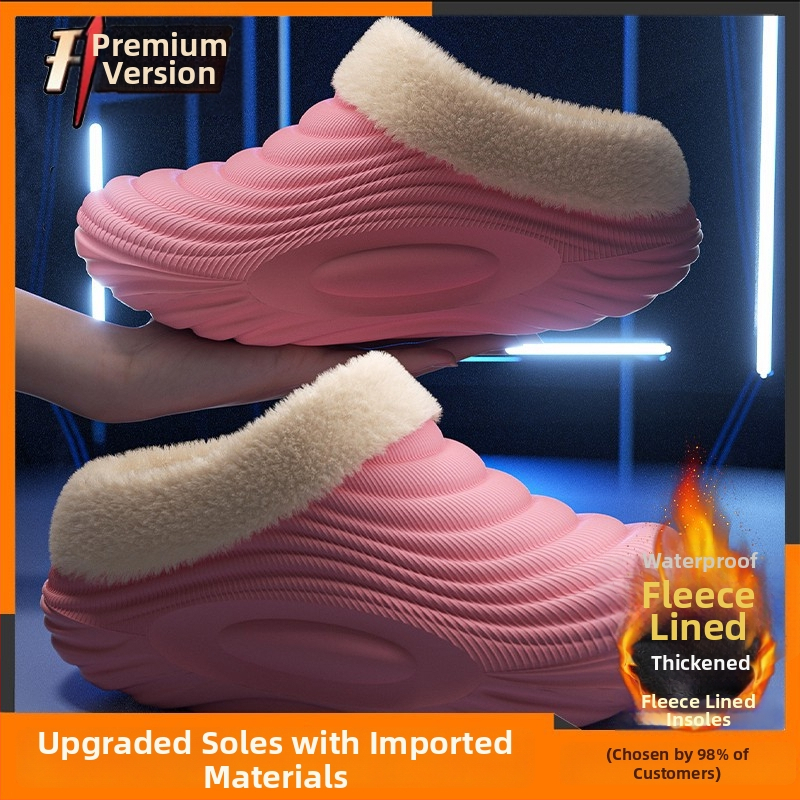 Vyrinės vandeniui atsparios medvilninės šlepetės - vidaus naudojimui, neslystančios, bekvapės, šilta velveto įdaila, EVA padas