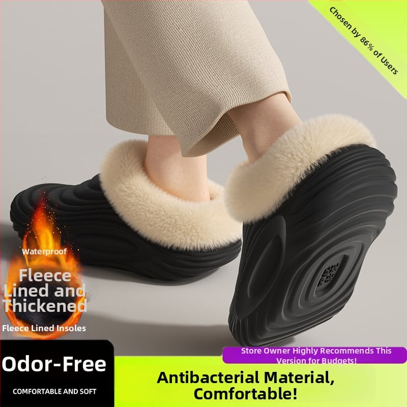 Vyrinės vandeniui atsparios medvilninės šlepetės - vidaus naudojimui, neslystančios, bekvapės, šilta velveto įdaila, EVA padas