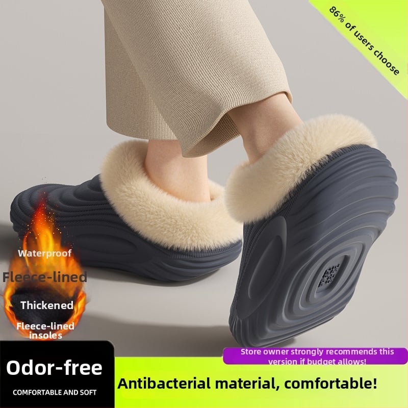 Vyrinės vandeniui atsparios medvilninės šlepetės - vidaus naudojimui, neslystančios, bekvapės, šilta velveto įdaila, EVA padas