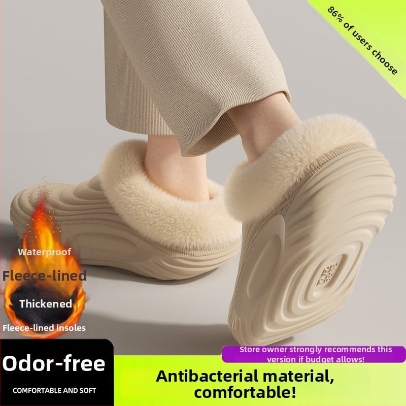 Vyrinės vandeniui atsparios medvilninės šlepetės - vidaus naudojimui, neslystančios, bekvapės, šilta velveto įdaila, EVA padas