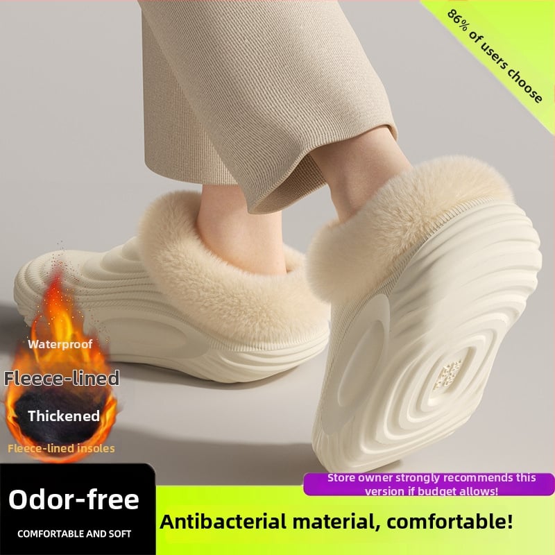 Vyrinės vandeniui atsparios medvilninės šlepetės - vidaus naudojimui, neslystančios, bekvapės, šilta velveto įdaila, EVA padas