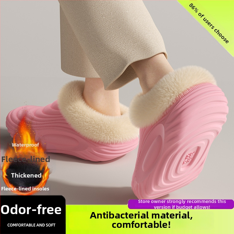 Vyrinės vandeniui atsparios medvilninės šlepetės - vidaus naudojimui, neslystančios, bekvapės, šilta velveto įdaila, EVA padas