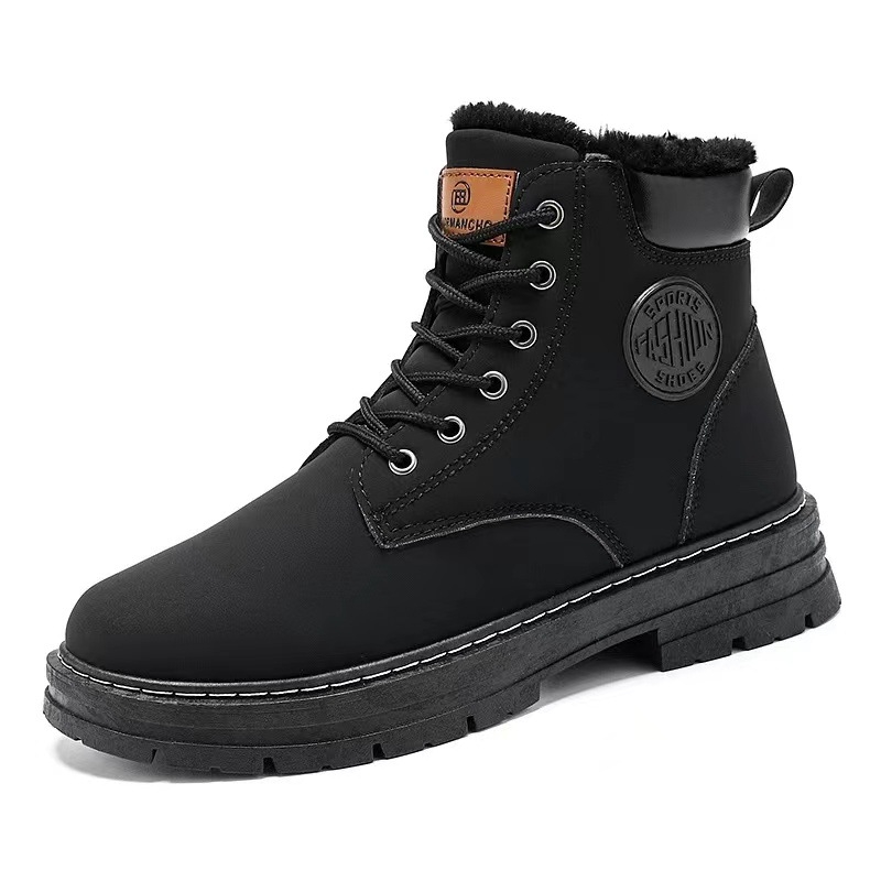 Vyriniai žieminiai aukšti batai su PU viršumi, fleece vidinis pamušalas, EVA įdėklas, vidutinio aukščio kulnas 3-5 cm, priešslidimas, smūgio sugertis