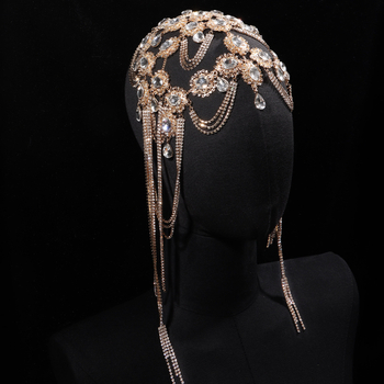 Accesorii pentru păr de mireasă, aliaj, stil prințesă cu plasă, lanț de păr cu ciucuri, placare electroplatină, ambalat în cutie, ambalare individuală