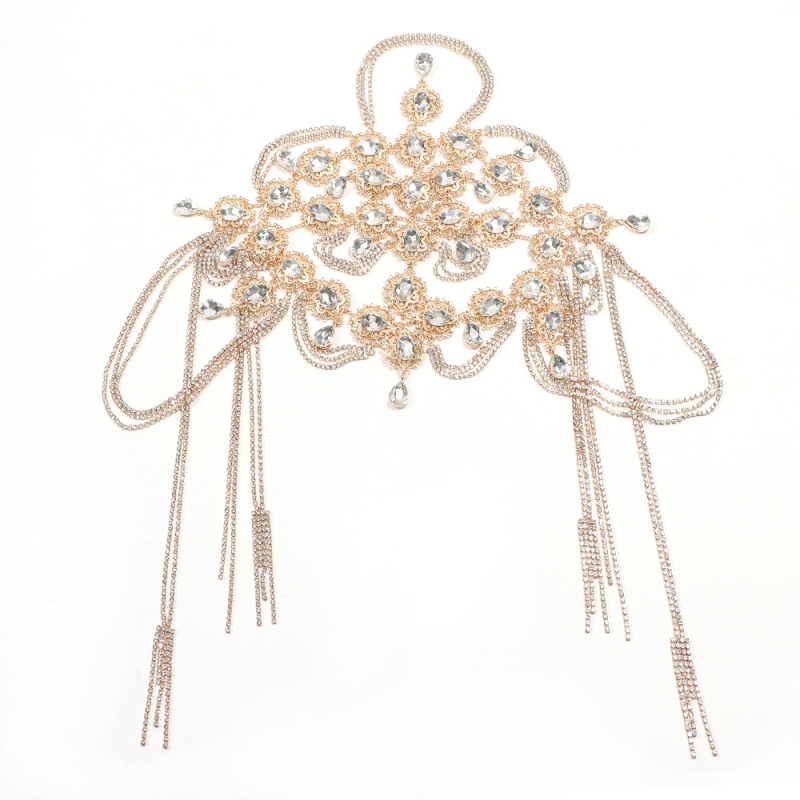 Accesorii pentru păr de mireasă, aliaj, stil prințesă cu plasă, lanț de păr cu ciucuri, placare electroplatină, ambalat în cutie, ambalare individuală