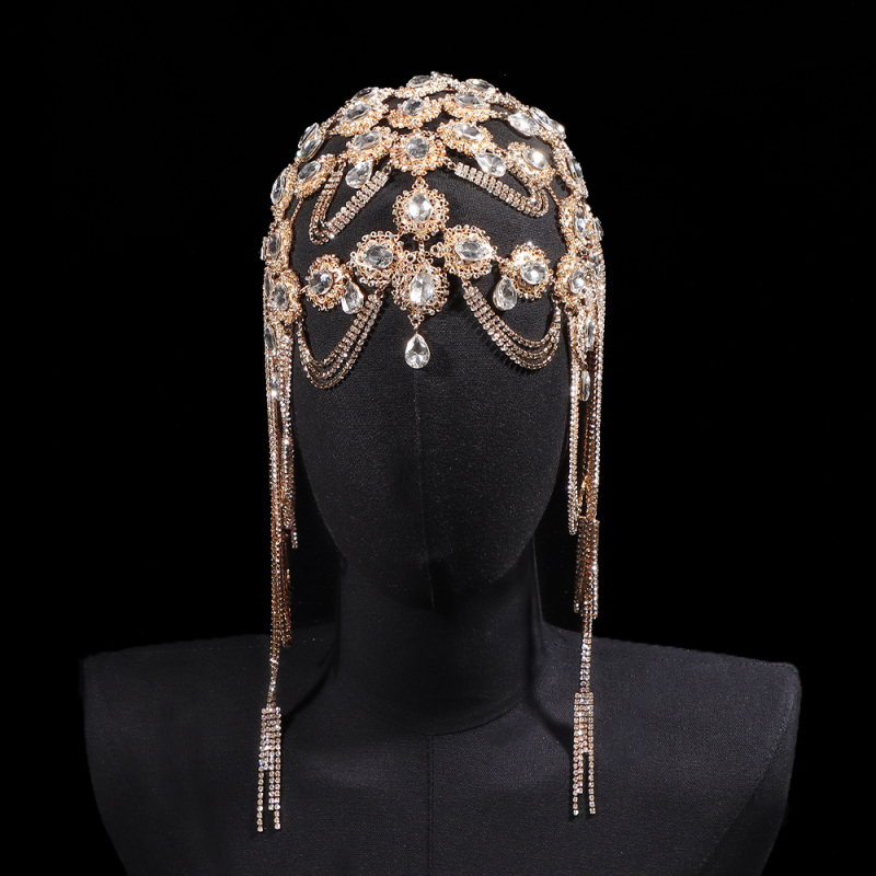 Accesorii pentru păr de mireasă, aliaj, stil prințesă cu plasă, lanț de păr cu ciucuri, placare electroplatină, ambalat în cutie, ambalare individuală