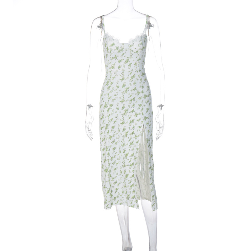Haljina s floralnim printom, trakama, bez rukava, midi duljine, A-linijski kroj, milk silk tkanina
