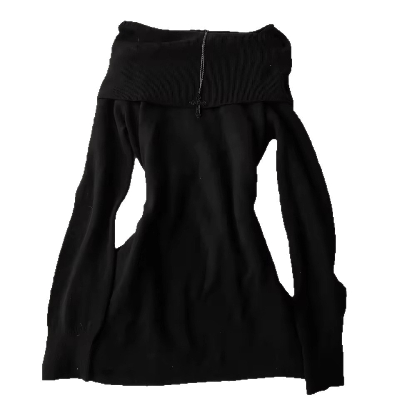 Haljina s jednim ramenom, uski Bodycon kroj, dugi rukavi, elastičan struk, ribasti poliester materijal
