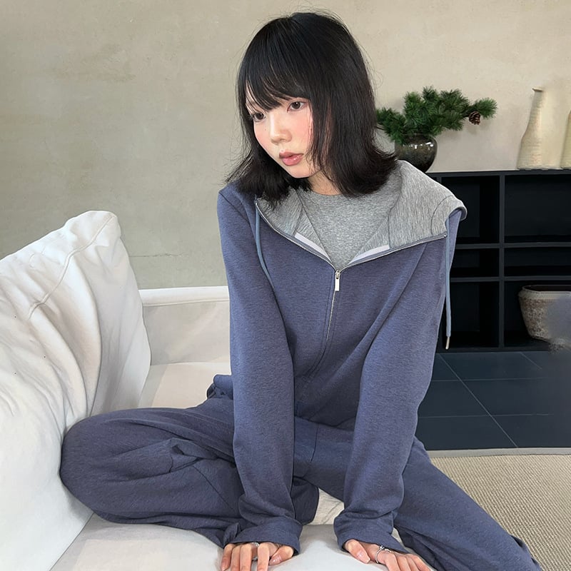 Notika ženski komplet dukseva i hlača - japansko-korejski stil, pamuk-vuna smjesa, zima 2025