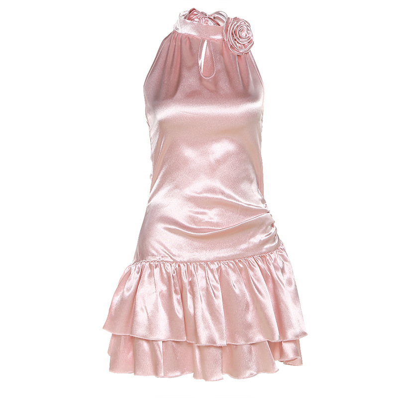 Ruha – halternek nyakú, ujj nélküli, magas derék, fodros szegély, poliészter + elasztán