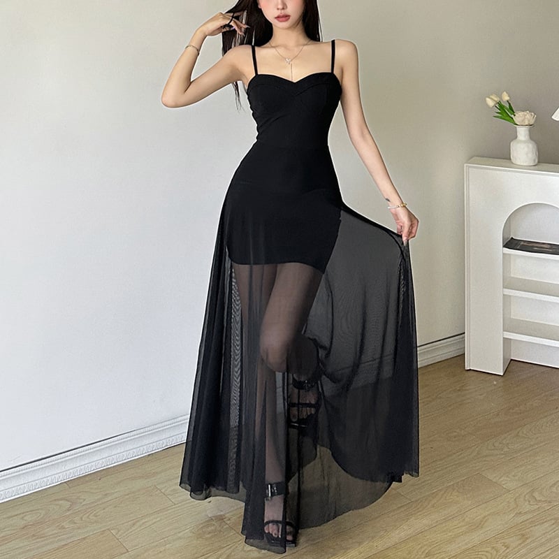 Дамска рокля без презрамки със право деколте, полиестер с еластан, висока талия, кройка A-line, дълга